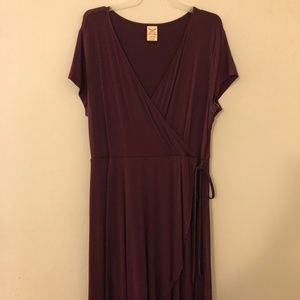 Faded Glory Red Sx XL 12/14 Jersey Faux Wrap Dress